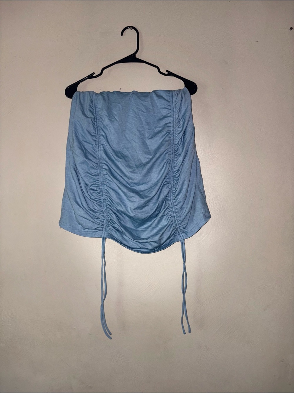 SHEIN Sky Blue Ruched Drawstring Mini Skirt